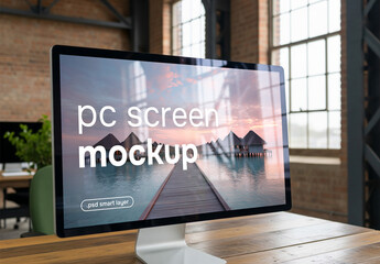 A computer screen mockup with realistic reflection