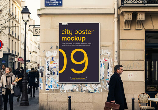 Urban city poster mockup