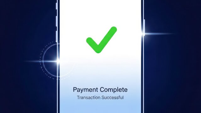 Mobile Payment Complete Transaction Successful Screen Interface.