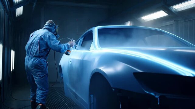Operator sprays textured powder coating on automotive part highlighting the creation of a robust gripenhancing surface with visible texture details.