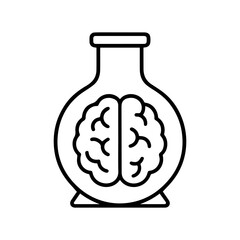 brain in a flask vector line icon on a white background Vector line icon on a white background