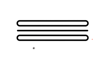 Black background featuring a stylized, abstract shape that resembles a horizontal bone with rounded edges, small red/orange specks