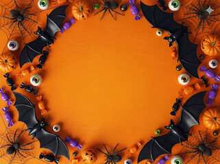 decorative orange layout with spooky halloween elements