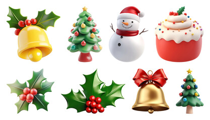 PNG Festive Christmas icons collection, element set on transparent background