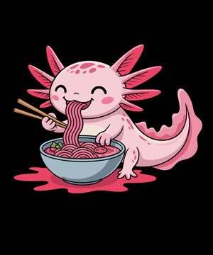 Naklejki Funny Axolotl Noodle