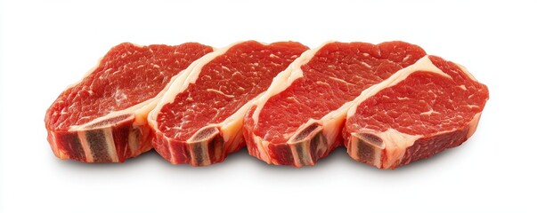 Four Raw Ribeye Steaks, Meat ,Beef