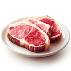 Obraz premium Fresh Raw Beef Slices on Plate, Meat , protein