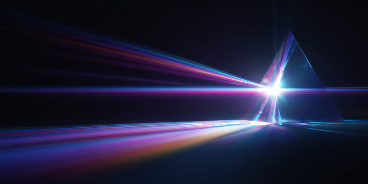 Triangular Prism Refracting White Light into Spectrum