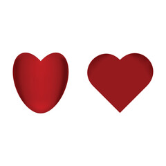 Two shiny red hearts isolated on a white background, symbolizing love, passion, and Valentine's Day romance