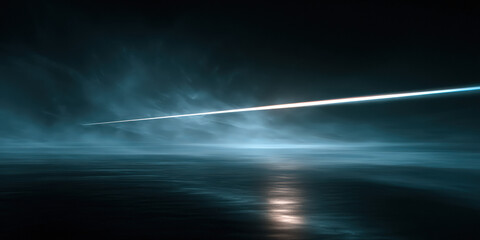 Laser beam passing through thin layer of mist, cinematic atmospheric lighting