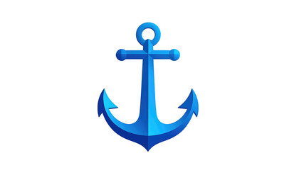 A stylized blue anchor, gradient effect, set against a stark black background. It is a symbol of stability and maritime life