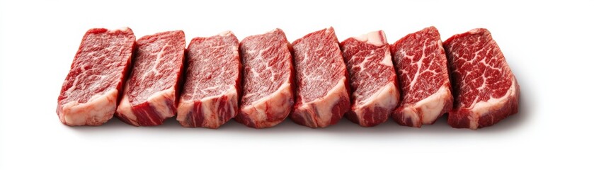 Raw Beef Steaks Isolated on White, Cooking , Food Prep