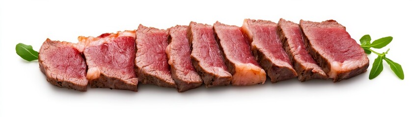 Obraz premium Sliced Rare Beef Steak with Arugula, Food , Gourmet