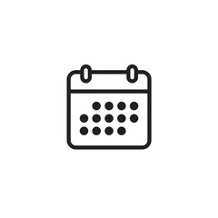 A clean minimalist calendar icon designed in a flat style with a solid black color and simple geometric shapes. This modern date symbol features smooth rounded corners and high clarity
