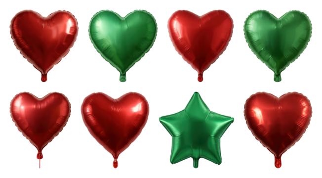 PNG Colorful heart star balloons, transparent background