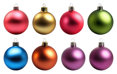 PNG Colorful festive Christmas ornaments displayed, element set on transparent background