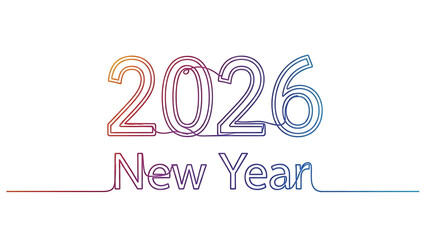 Obraz premium Continuous line art of 2026 new year text isolated on white background
