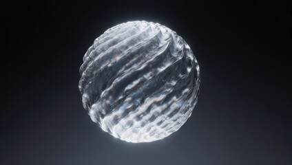 Abstract Textured Sphere with Light Reflection on Dark Background.