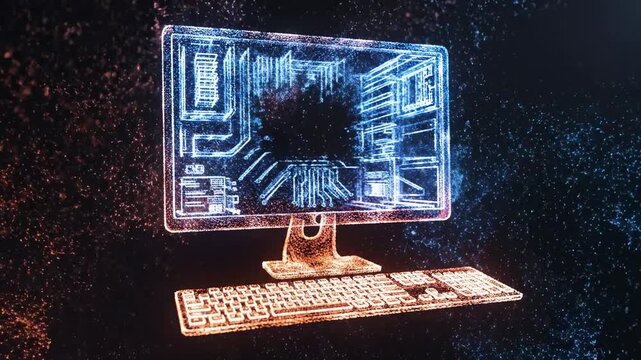 Concept of IT technology research and development. Cutting edge computer technology and modern datacenter