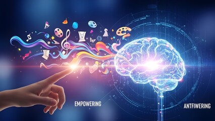 Human brain with creative thoughts and ideas concept