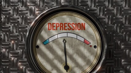Understanding depression meter with color indicators and a vintage design for awareness and education