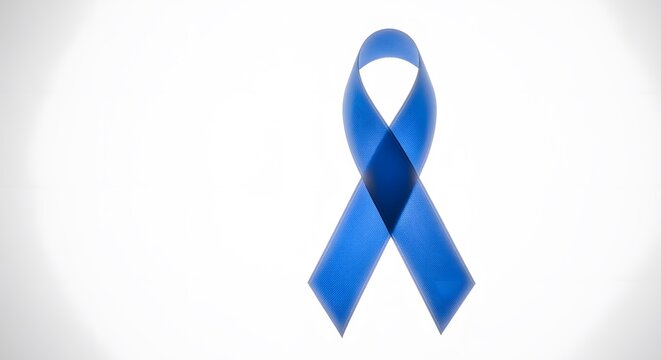A blue ribbon loop isolated on a background, commonly used as a symbol for awareness and support. The ribbon symbolizes the cause and dedication for the awareness