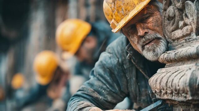 Medium shot of workers shaping architectural facades with advanced roll forming techniques featuring innovative materials and precision in modern construction
