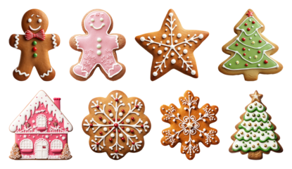 PNG Festive gingerbread cookies delight, element set on transparent background