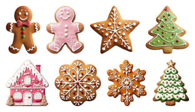 PNG Festive gingerbread cookies delight, element set on transparent background