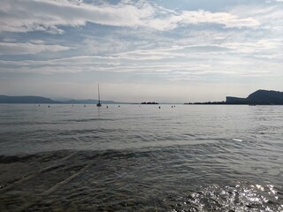 coastal view of lake garda in the morning