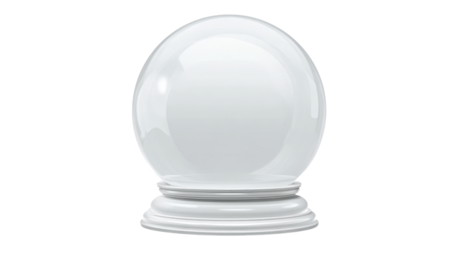 Glass sphere for fortune telling, foreseeing future, magic predictions, revealing prophecies, or custom snow globe designs, transparent background, png