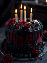 Un hermoso pastewl de cumpleaños gótico