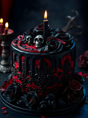 Un acercamiento a una deliciosa y tenebrosa tarta g´potica decorada con calaberas