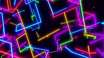 Colorful neon lines video Abstract background with glowing geometric shapes - Powered by Adobe