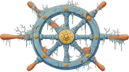 Aged, weathered ship's helm