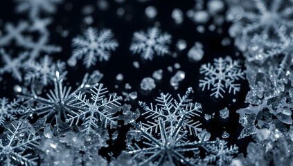snow flakes on a black background