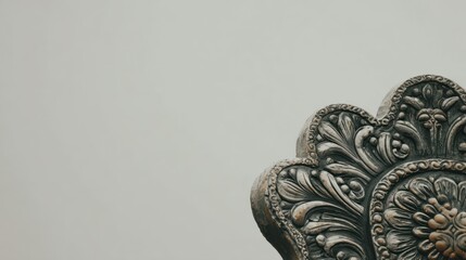 Ornate metalwork detail against a light gray background