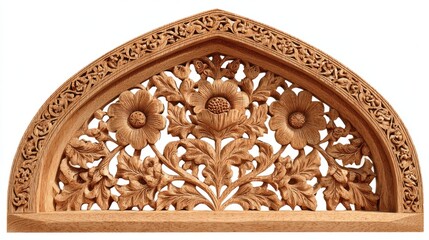 Ornate wooden arch with carved floral design