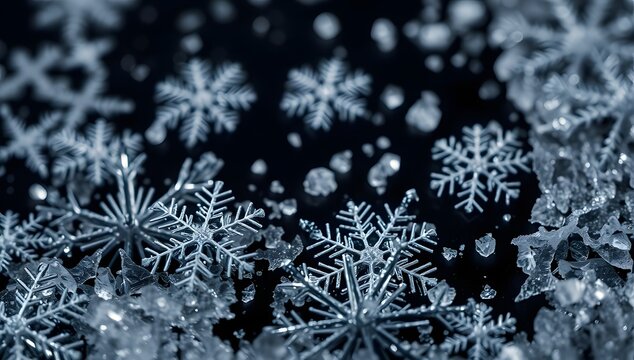 snow flakes on a black background