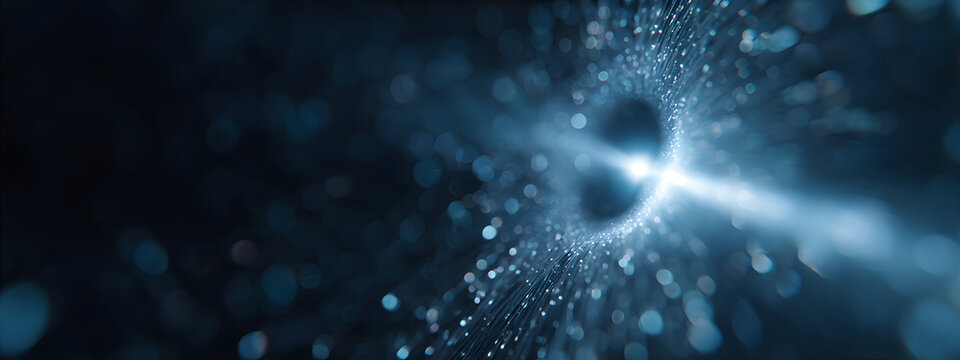 Data transfer tunnel with glowing light particles. High-speed network connection for 5g, 6g, and cloud service. Optic fiber technology concept.