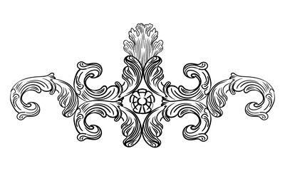 Horizontal hand drawing filigree flourish vector illustration
