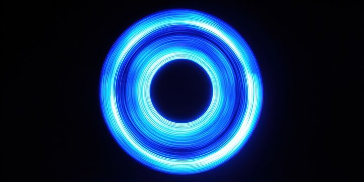 Vibrant blue light circle on black background