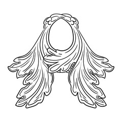 Hand drawn wreath of baroque leaves vector isolated illustration