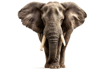 Majestic elephant walking on a plain against a bright background in a tranquil setting