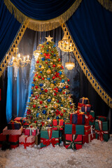 Festive Christmas Tree and Abundant Gift Display