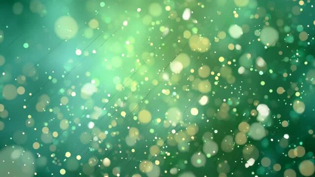 Teal green bokeh background animation with sparkling light effects for video overlay and motion graphics