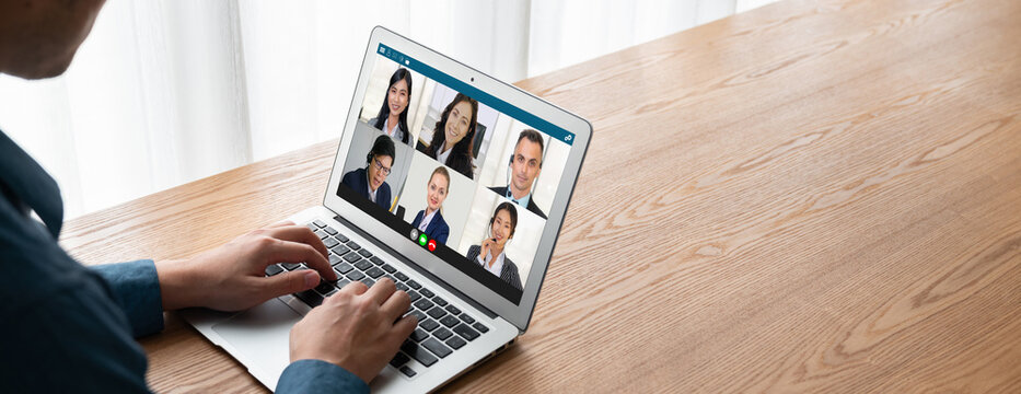 Business people on video conference for modish virtual group meeting of corprate business office workers