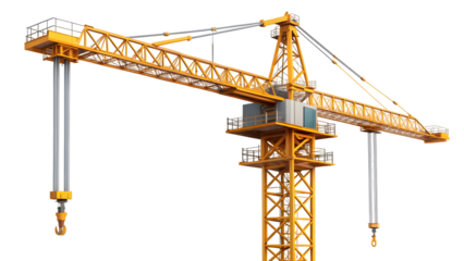Modern yellow construction crane symbolizes progress and engineering excellence for building projects and urban development, showcasing industrial strength and innovation