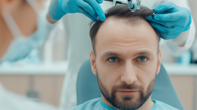 Doctor Examining Man's Scalp for Hair Loss