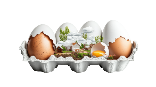 Eggs with Farm Scene on Transparent Background - Powered by Adobe